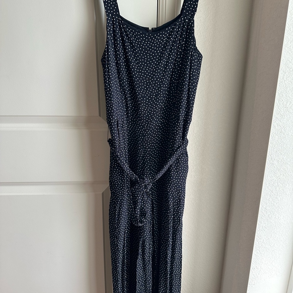 Elegant Navy Polka Dot Dress